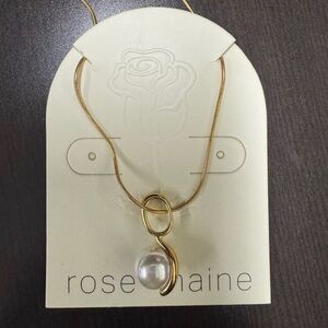 Rose & Maine Gold Tone Pearl Accent Necklace - New